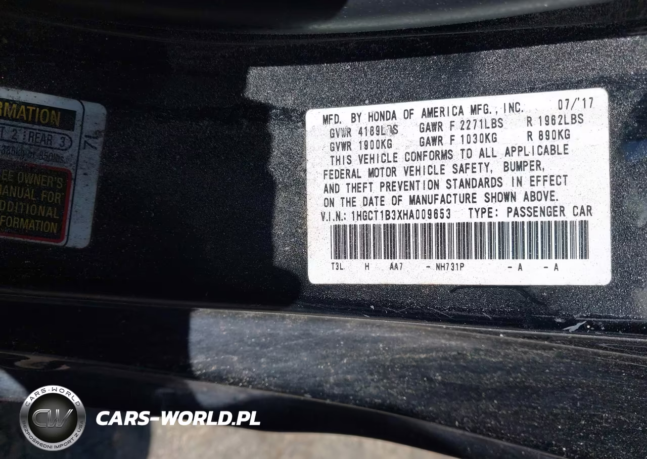 2017 Honda Accord Lx-S VIN:1HGCT1B3XHA009653 - 9