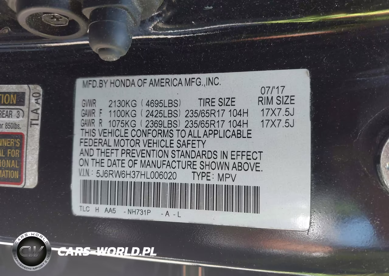 2017 Honda Cr-V Lx VIN:5J6RW6H37HL006020 - 9