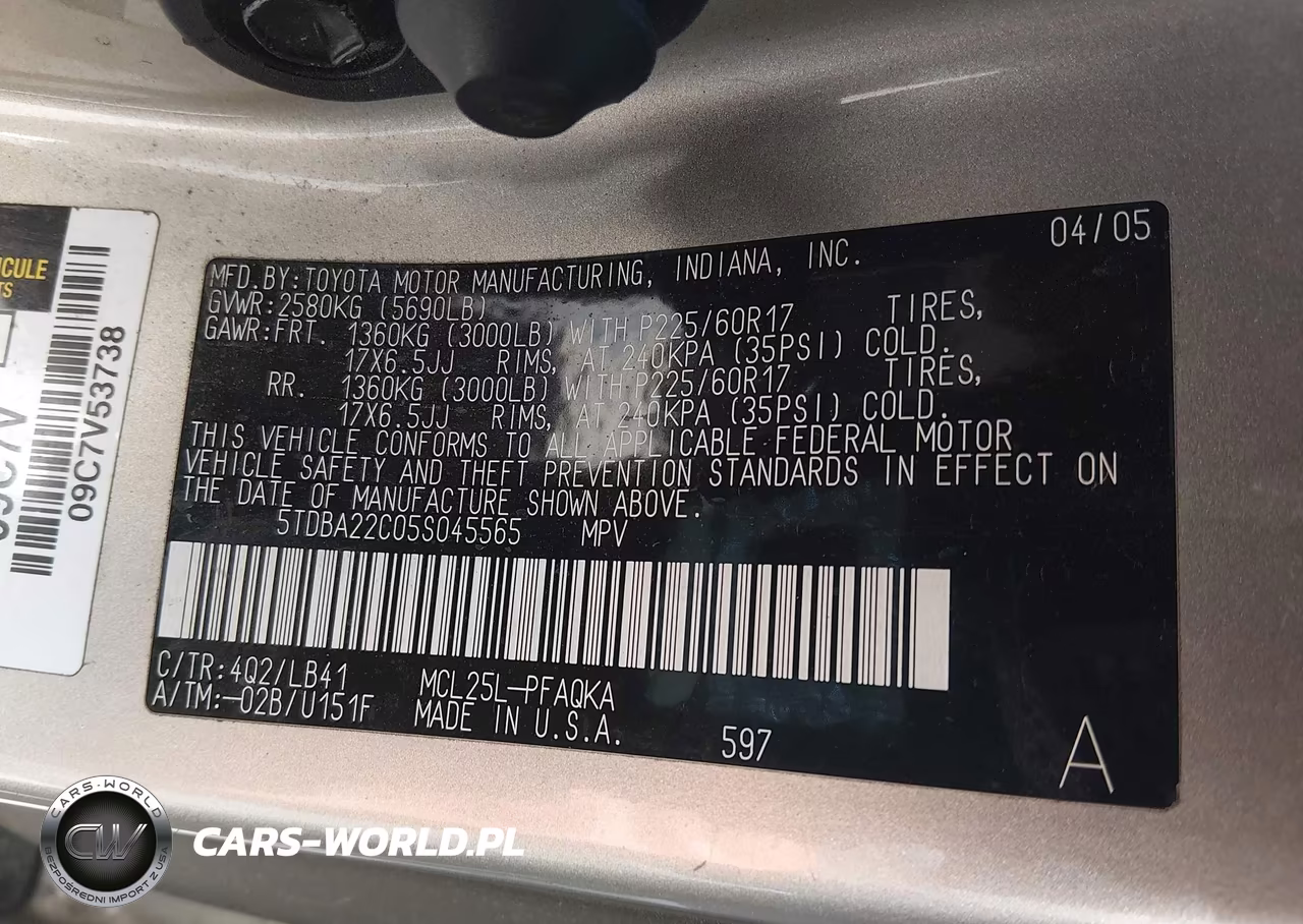 2005 Toyota Sienna Xle Limited VIN:5TDBA22C05S045565 - 9