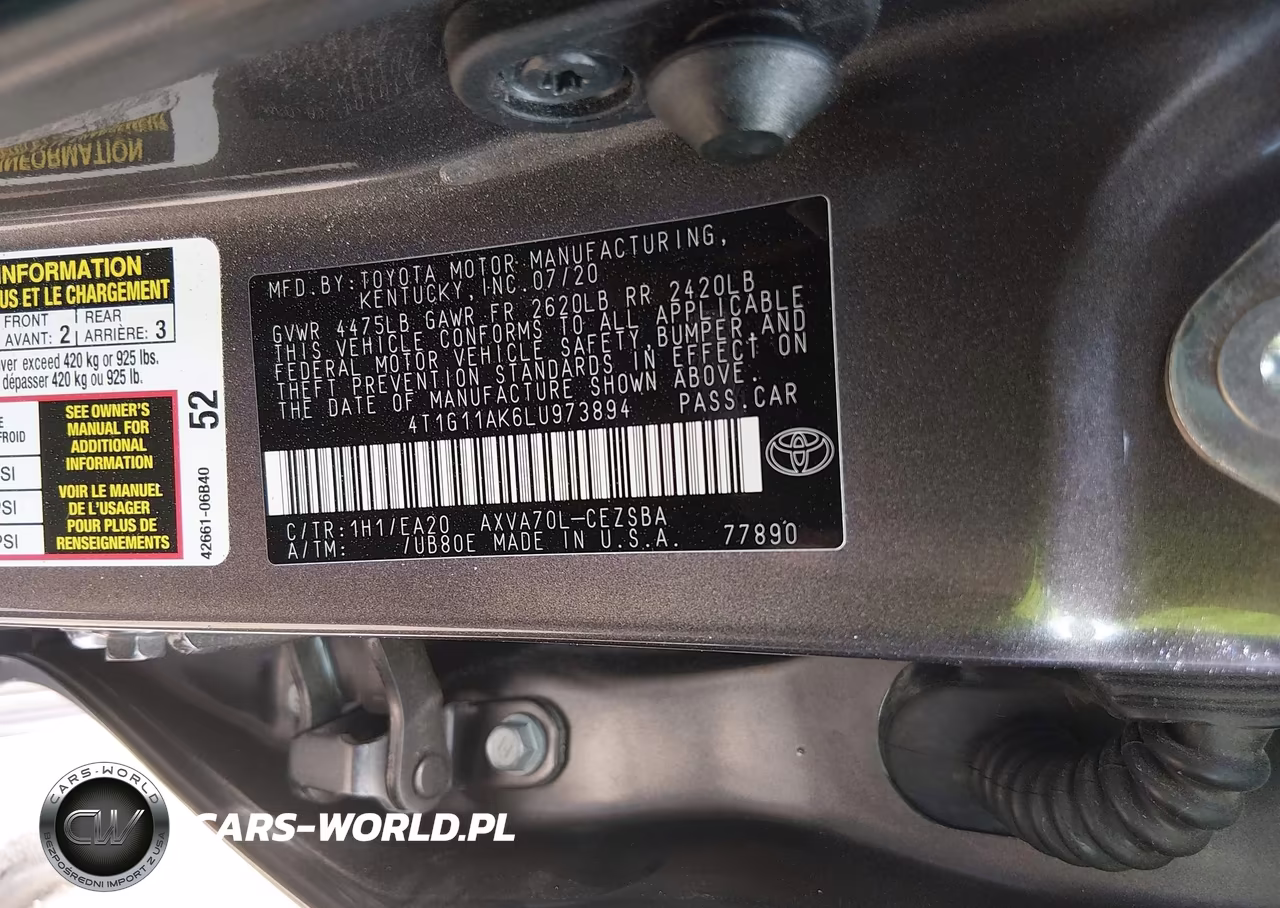 2020 Toyota Camry Se VIN:4T1G11AK6LU973894 - 9