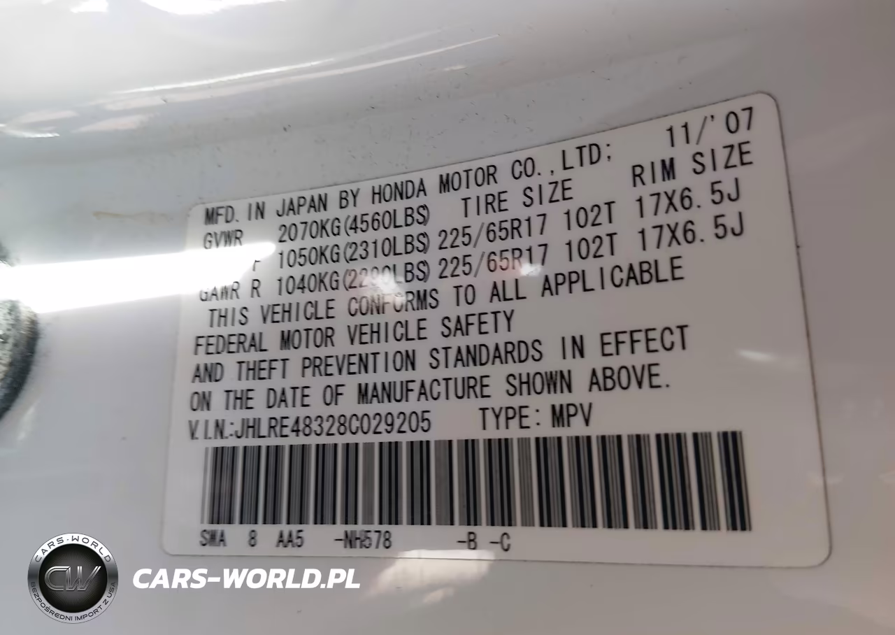 2008 Honda Cr-V Lx VIN:JHLRE48328C029205 - 9