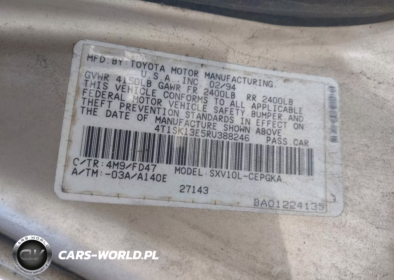 1994 Toyota Camry Xle VIN:4T1SK13E5RU388246 - 9