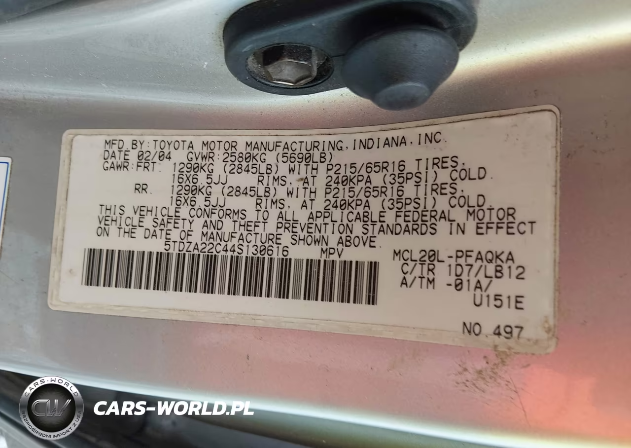 2004 Toyota Sienna Xle VIN:5TDZA22C44S130616 - 9