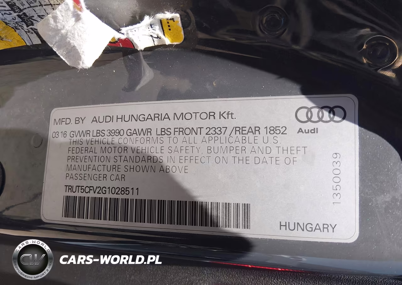 2016 Audi Tt 2.0T VIN:TRUT5CFV2G1028511 - 9