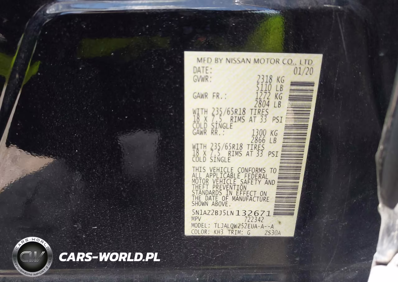 2020 Nissan Murano Sv Fwd VIN:5N1AZ2BJ5LN132671 - 9