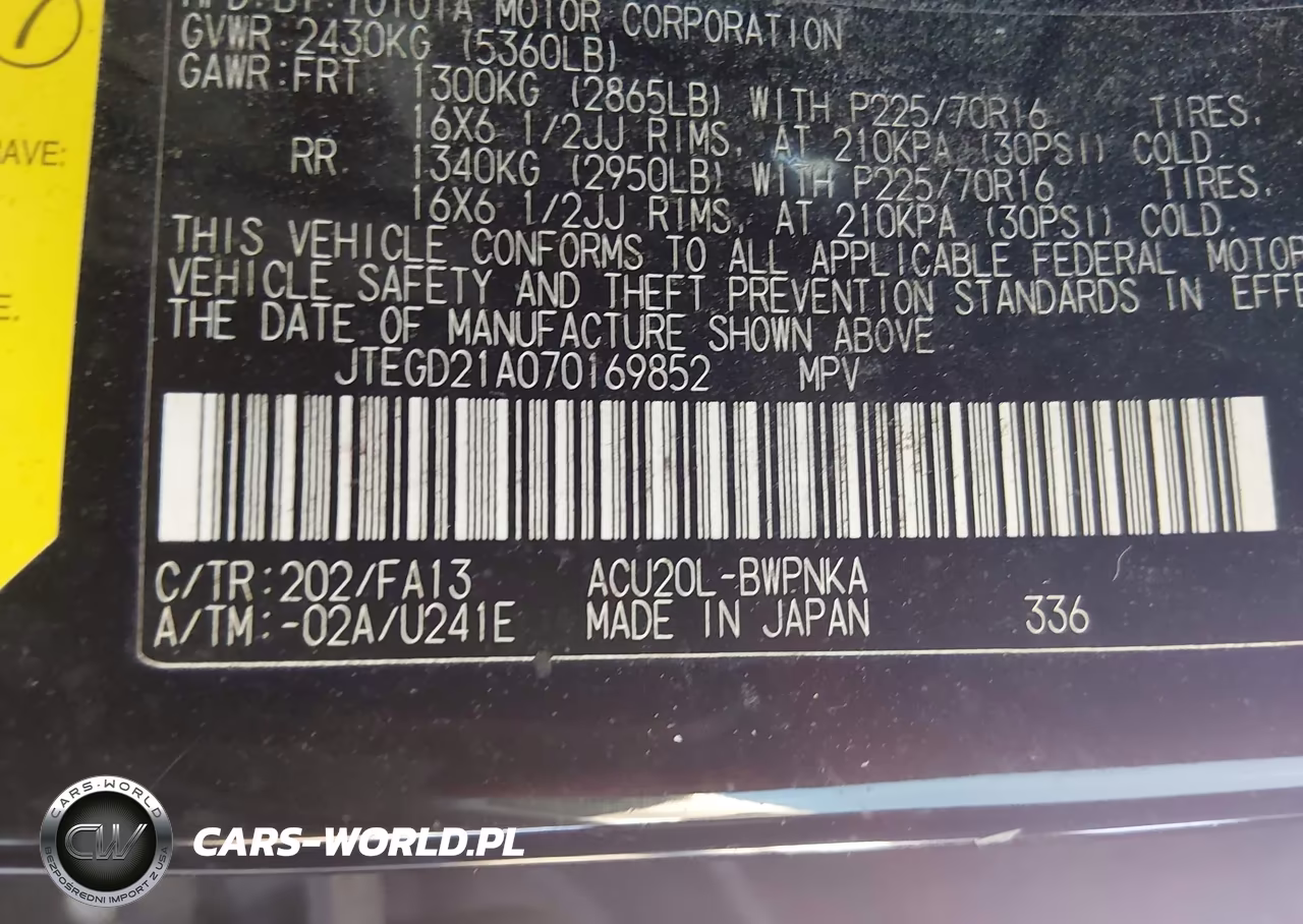 2007 Toyota Highlander VIN:JTEGD21A070169852 - 9