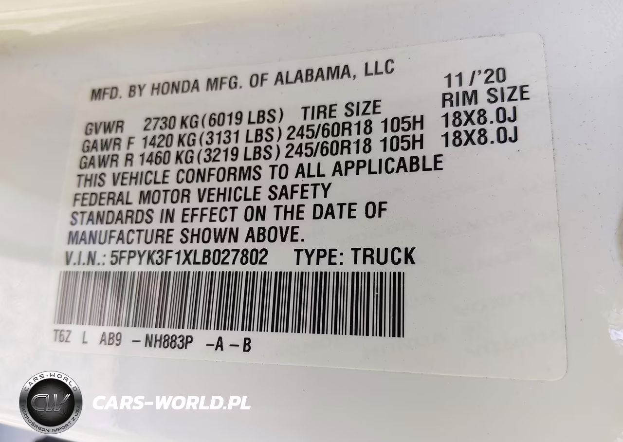 2020 Honda Ridgeline Awd Sport VIN:5FPYK3F1XLB027802 - 9