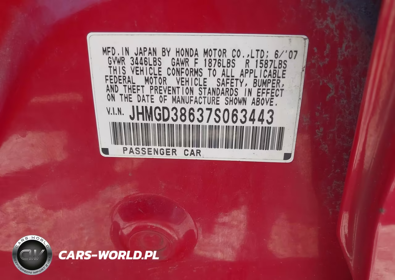 2007 Honda Fit Sport VIN:JHMGD38637S063443 - 9