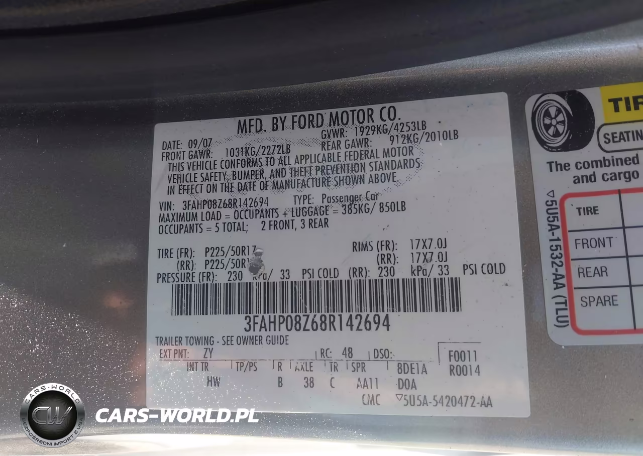 2008 Ford Fusion Sel VIN:3FAHP08Z68R142694 - 9