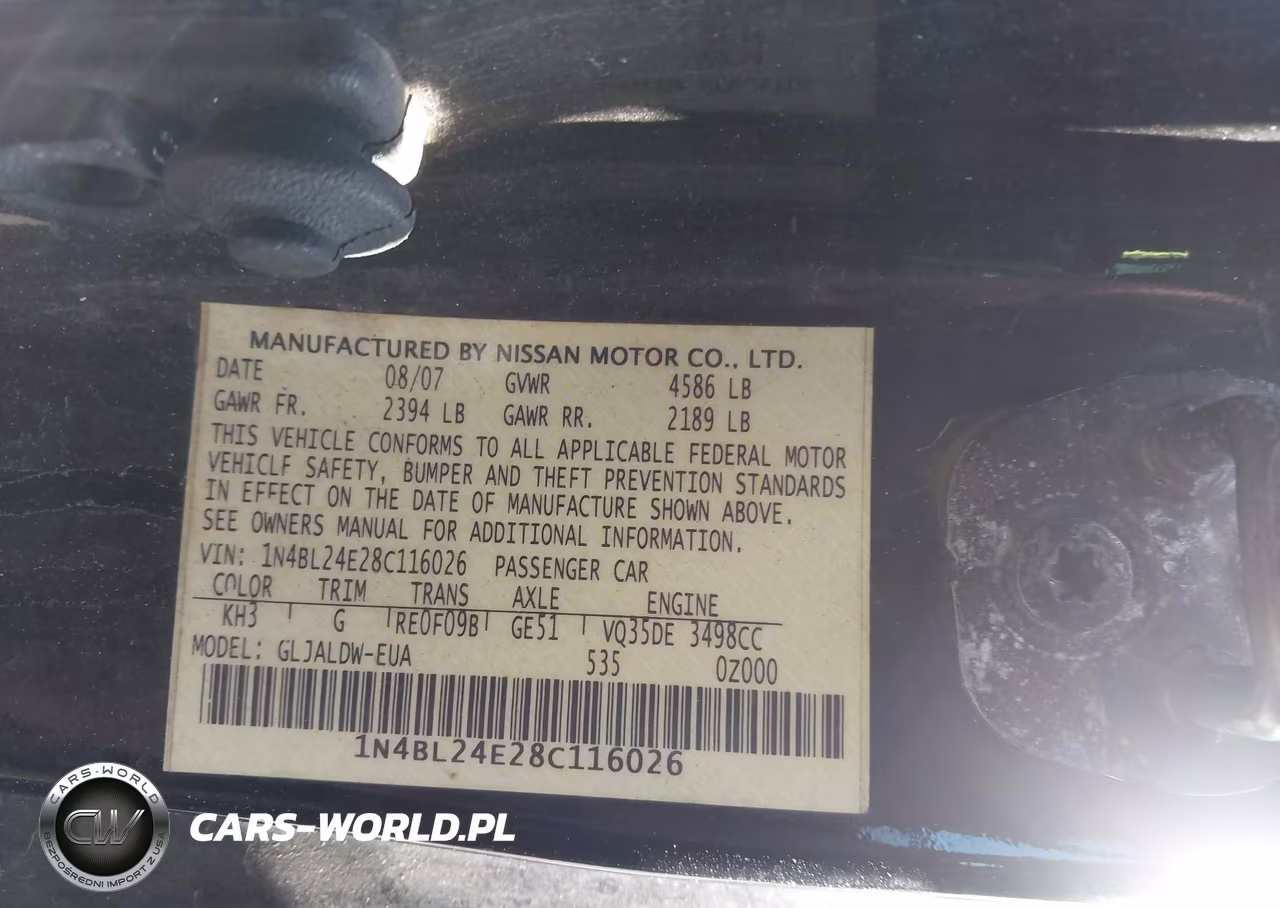 2008 Nissan Altima 3.5 Se VIN:1N4BL24E28C116026 - 9