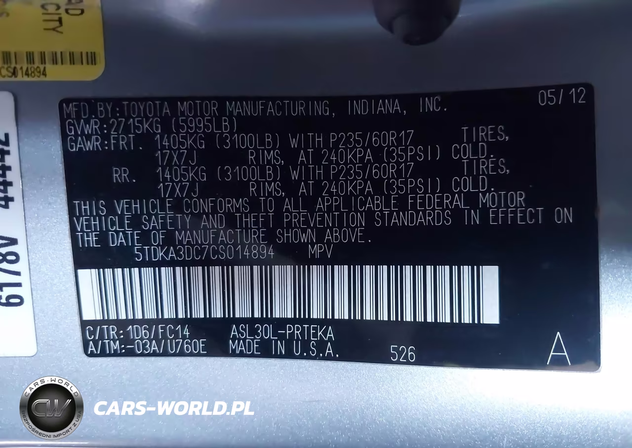 2012 Toyota Sienna Le 8 Passenger VIN:5TDKA3DC7CS014894 - 9