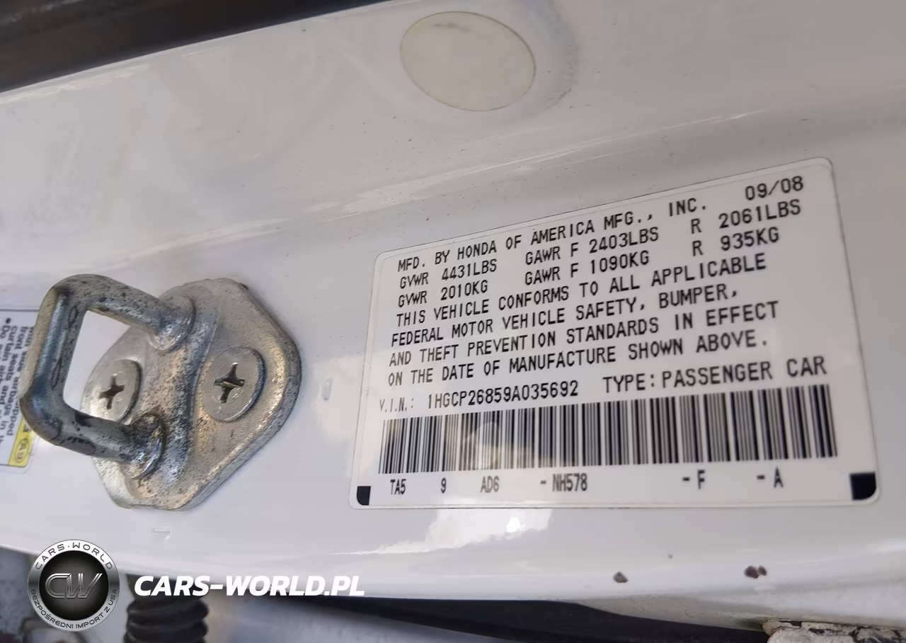 2009 Honda Accord 2.4 Ex-L VIN:1HGCP26859A035692 - 9