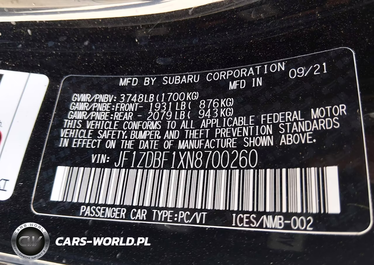 2022 Subaru Brz Limited VIN:JF1ZDBF1XN8700260 - 9