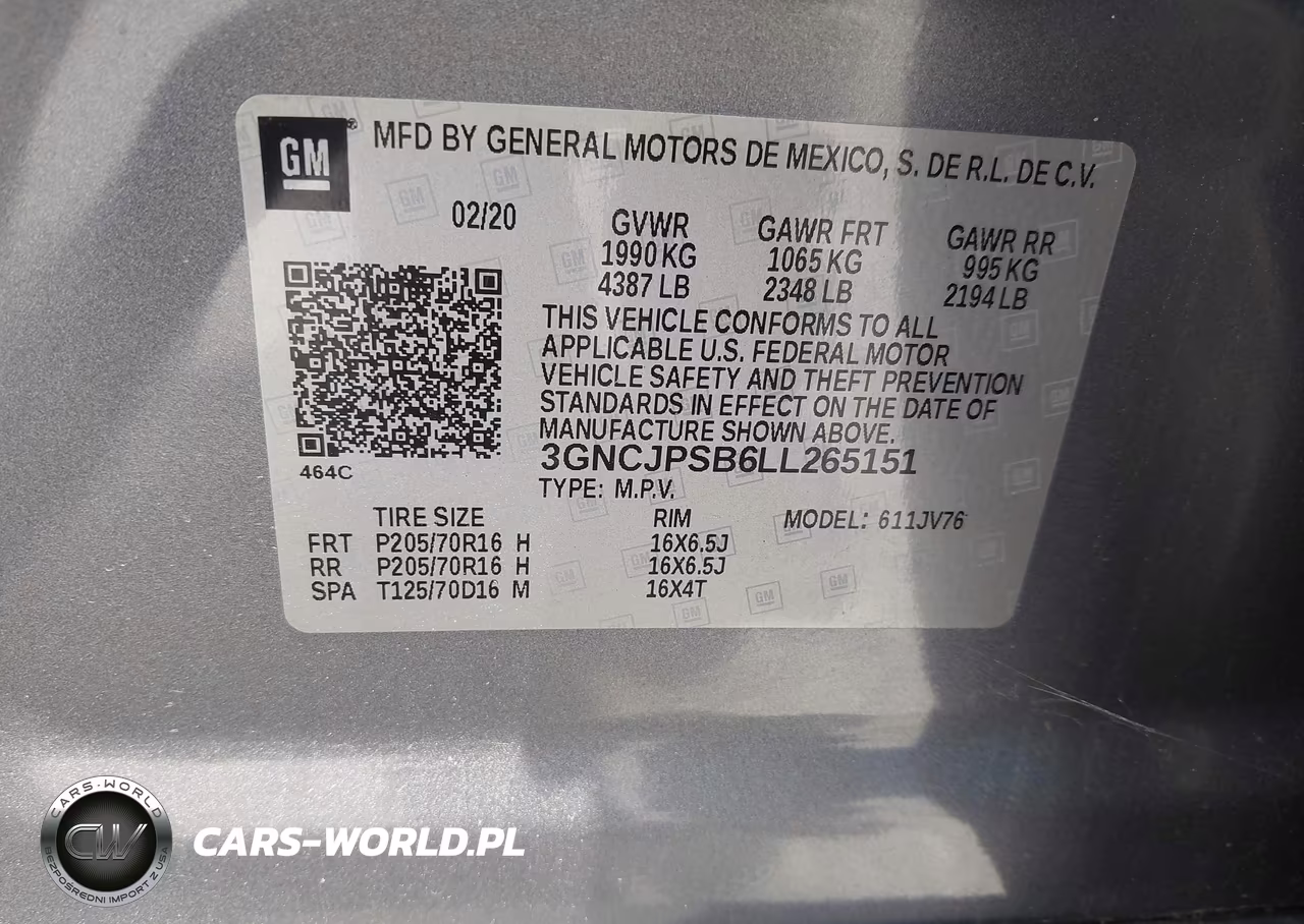 2020 Chevrolet Trax Awd Lt VIN:3GNCJPSB6LL265151 - 9