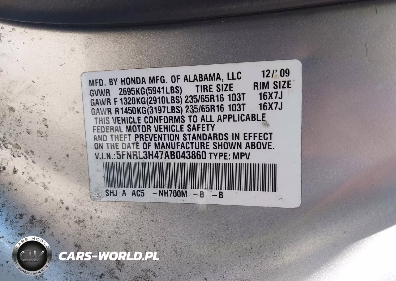 2010 Honda Odyssey Ex VIN:5FNRL3H47AB043860 - 9