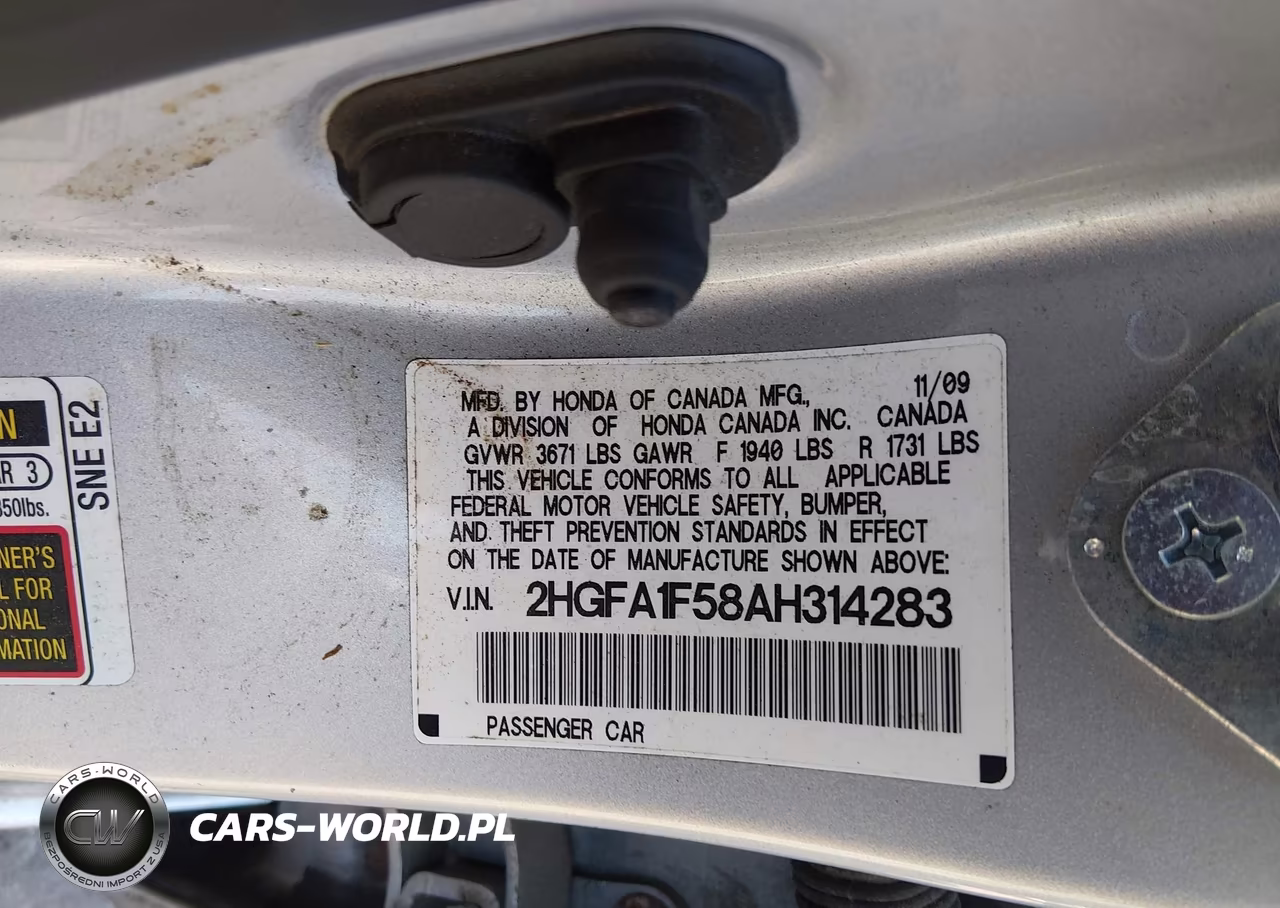 2010 Honda Civic Lx VIN:2HGFA1F58AH314283 - 9