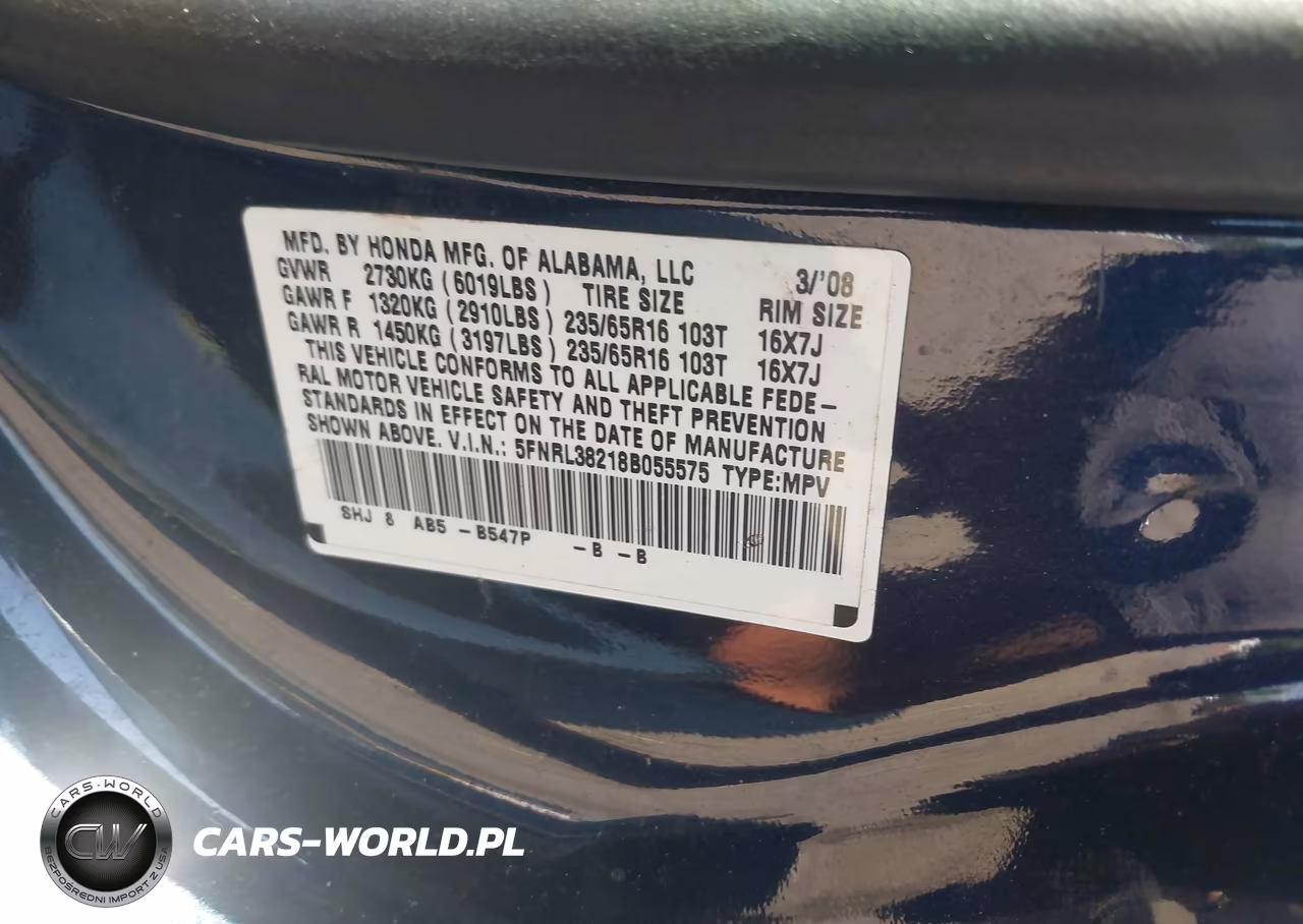 2008 Honda Odyssey Lx VIN:5FNRL38218B055575 - 9