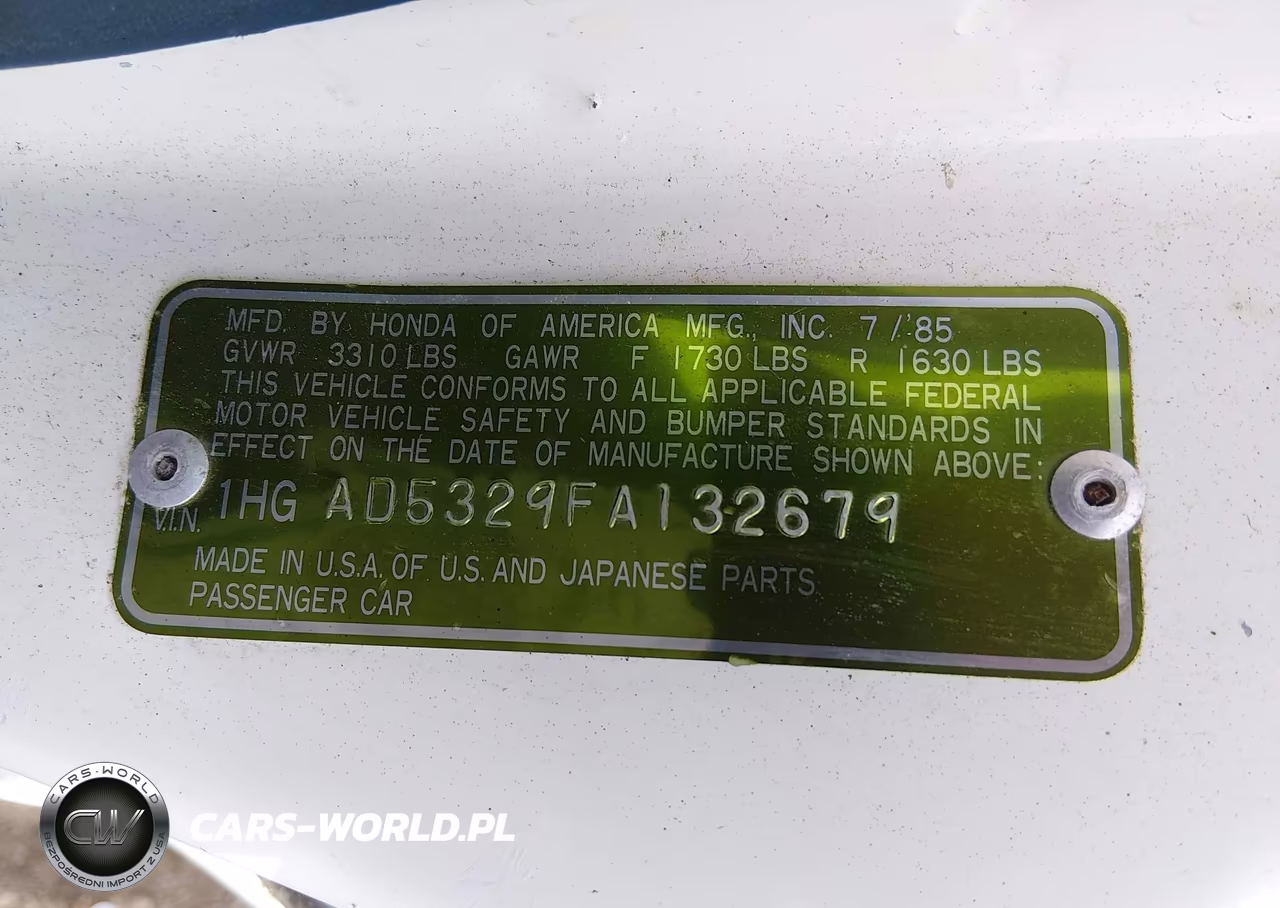 1985 Honda Accord 1800 VIN:1HGAD5329FA132679 - 9