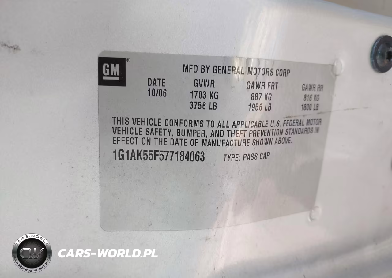 2007 Chevrolet Cobalt Ls VIN:1G1AK55F577184063 - 9
