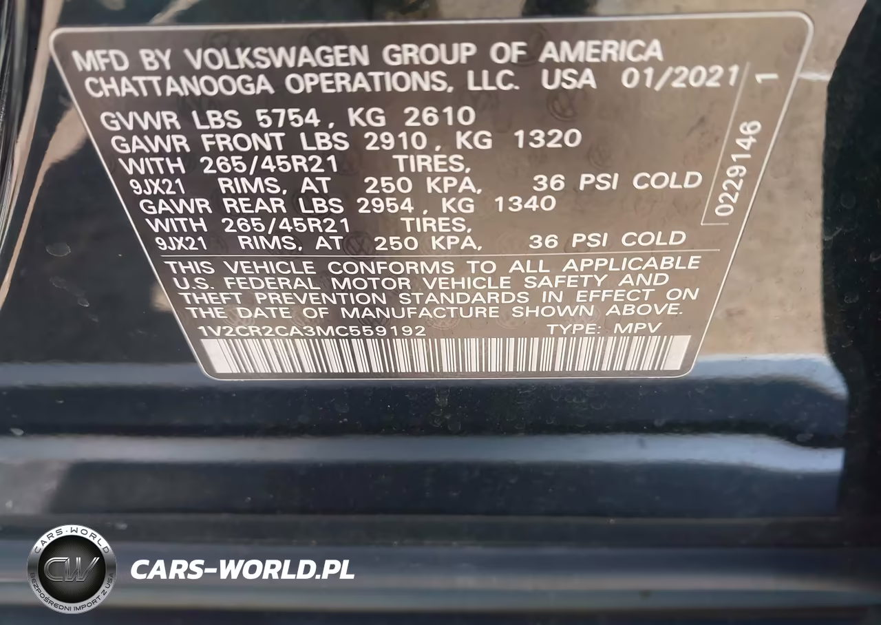 2021 Volkswagen Atlas 3.6L V6 Sel R-Line VIN:1V2CR2CA3MC559192 - 9
