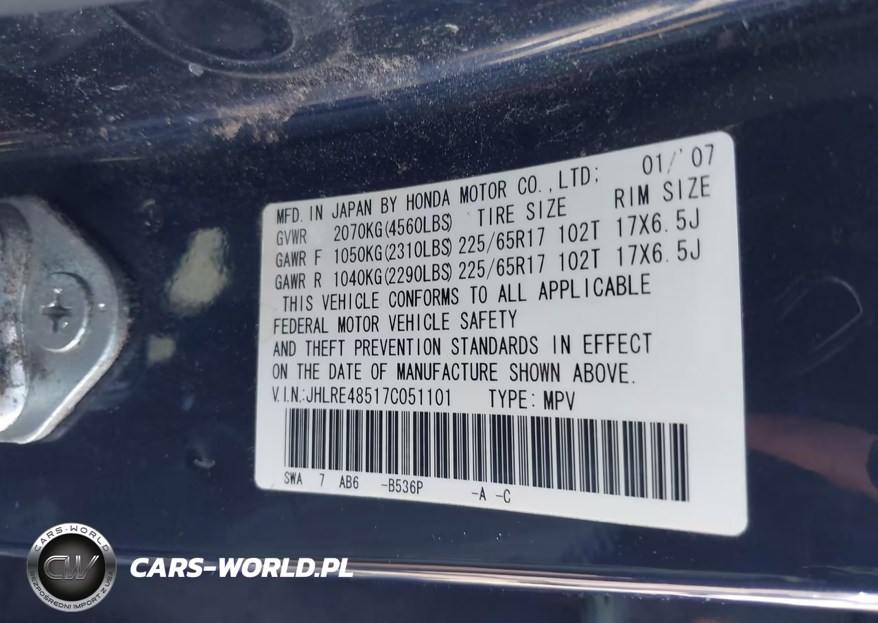2007 Honda Cr-V Ex VIN:JHLRE48517C051101 - 9