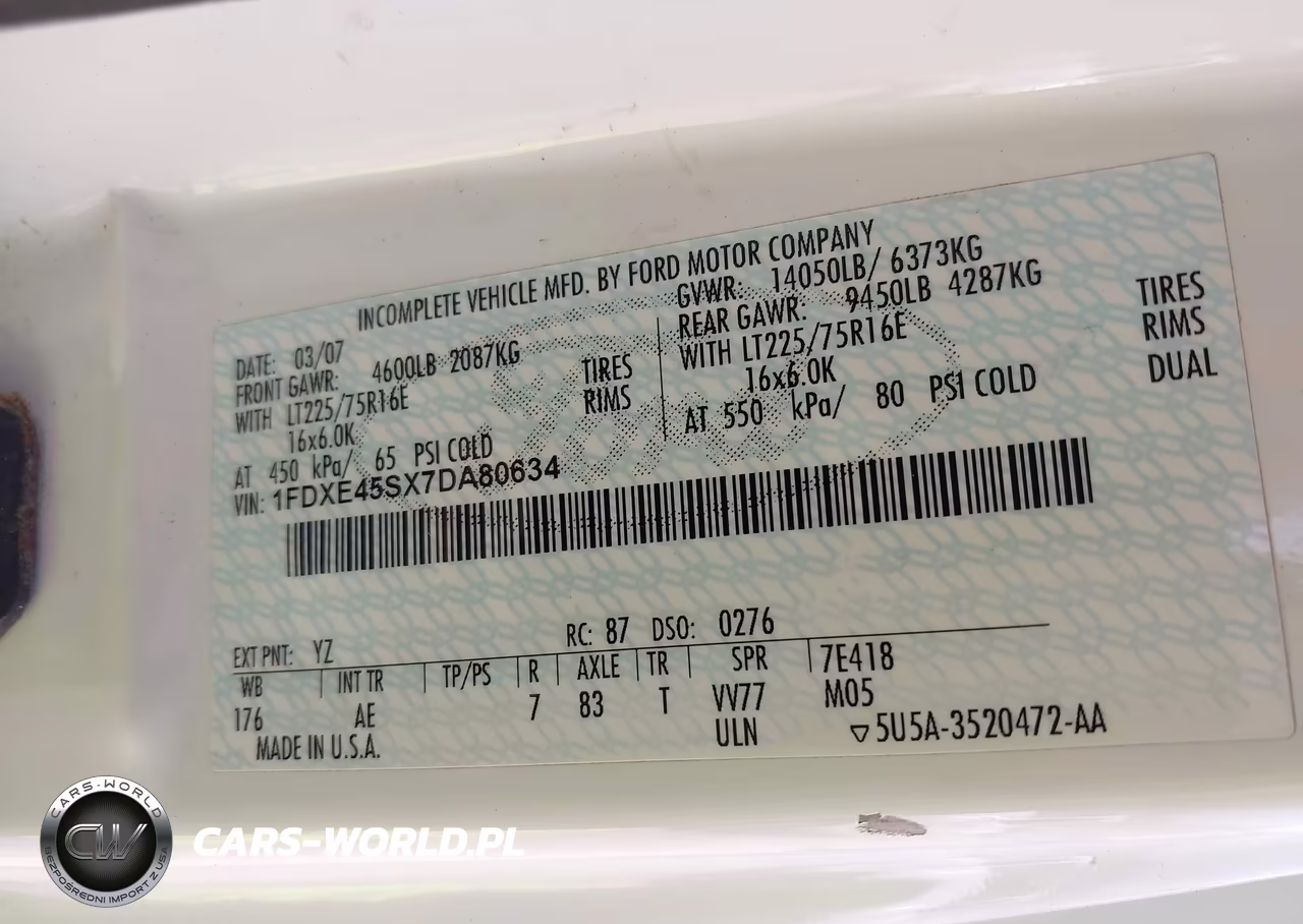 2007 Ford E-450 Cutaway VIN:1FDXE45SX7DA80634 - 8