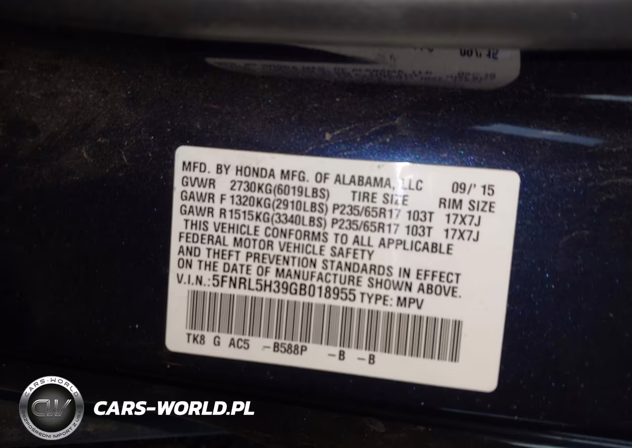 2016 Honda Odyssey Se VIN:5FNRL5H39GB018955 - 9