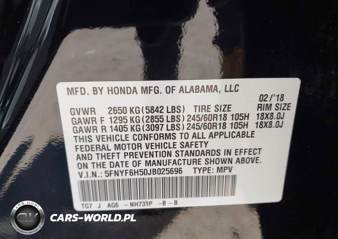 2018 Honda Pilot Ex-L VIN:5FNYF6H50JB025696 - 9