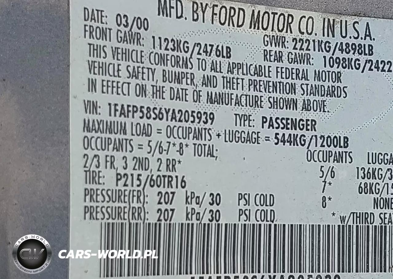 2000 Ford Taurus Se VIN:1FAFP58S6YA205939 - 9
