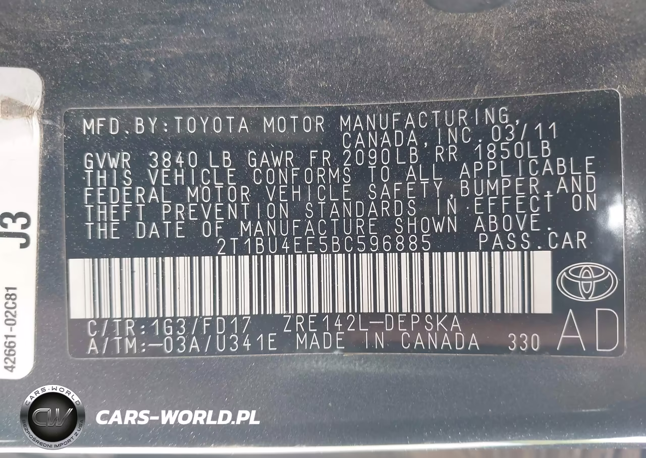 2011 Toyota Corolla S VIN:2T1BU4EE5BC596885 - 9