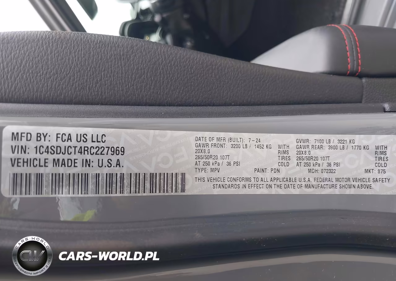 2024 Dodge Durango R-T Plus Awd VIN:1C4SDJCT4RC227969 - 9