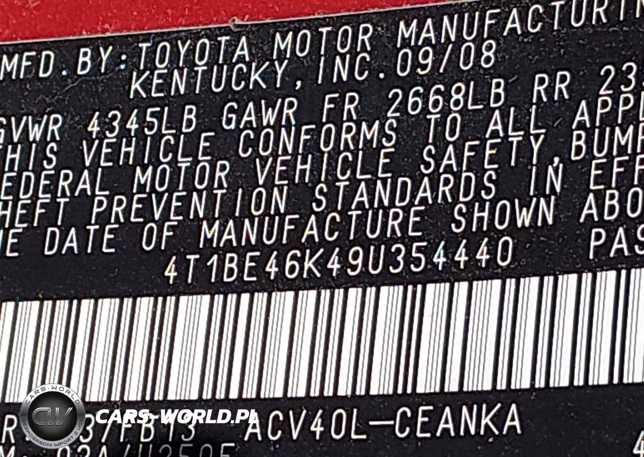 2009 Toyota Camry Le VIN:4T1BE46K49U354440 - 9