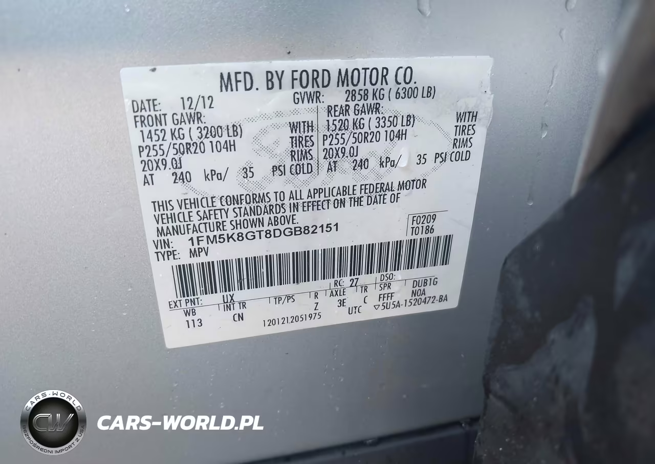 2013 Ford Explorer Sport VIN:1FM5K8GT8DGB82151 - 9
