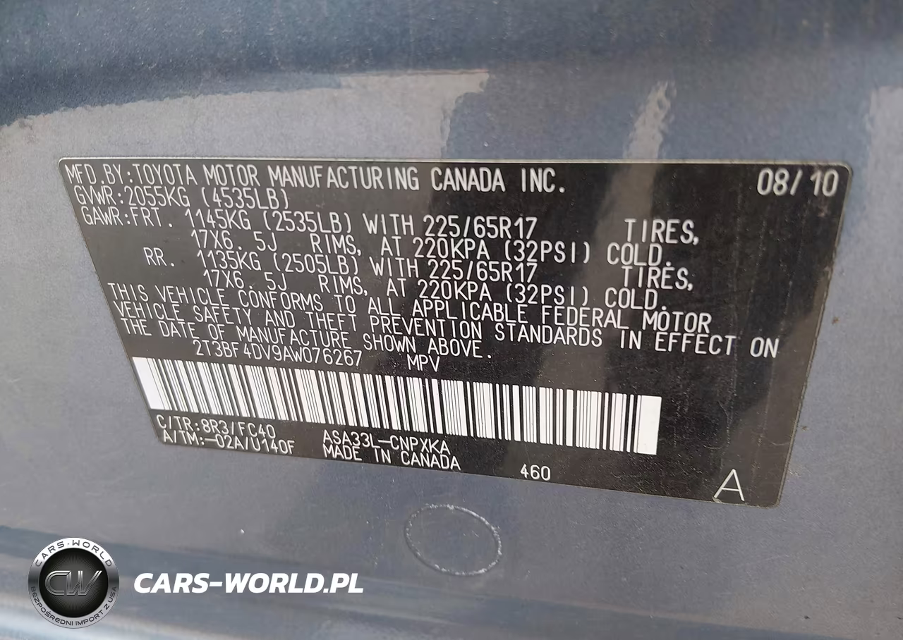 2010 Toyota Rav4 VIN:2T3BF4DV9AW076267 - 9