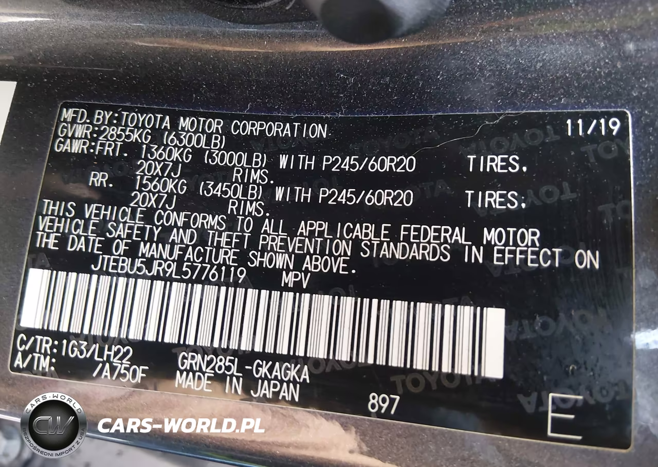 2020 Toyota 4Runner Nightshade Special Edition VIN:JTEBU5JR9L5776119 - 9