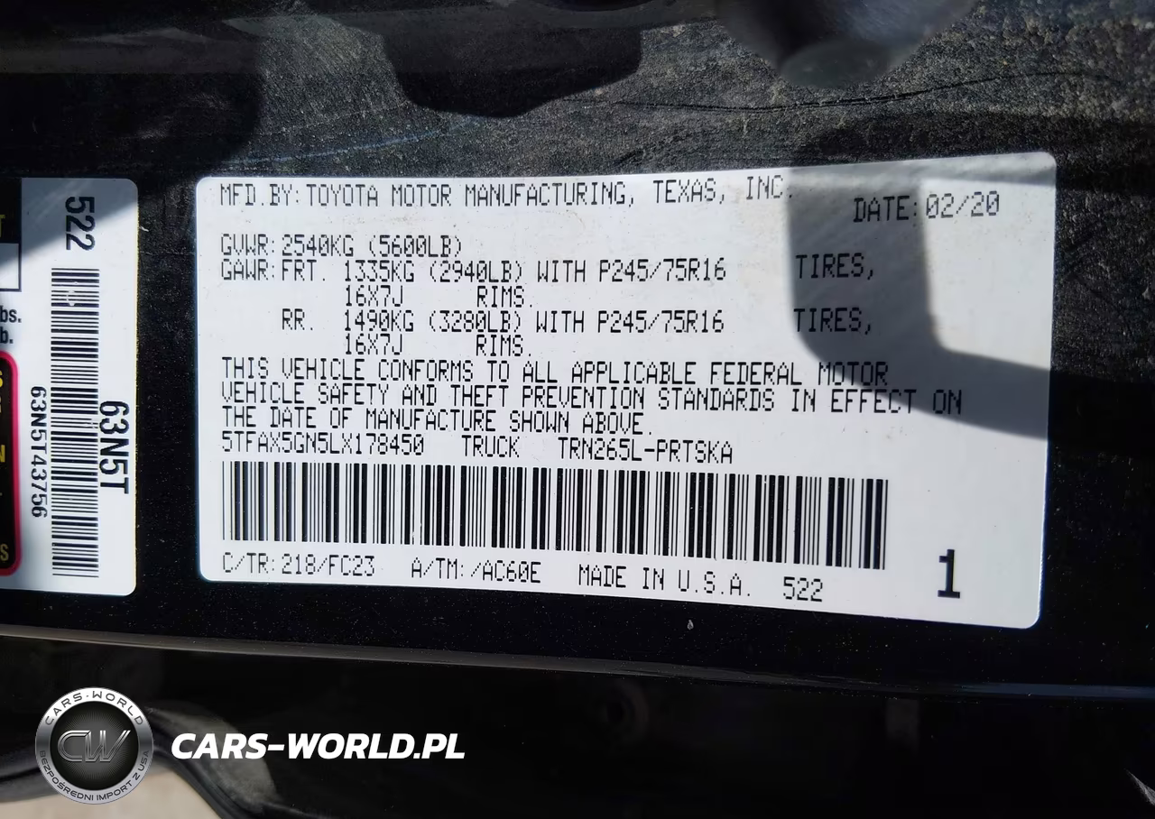 2020 Toyota Tacoma Sr5 VIN:5TFAX5GN5LX178450 - 9