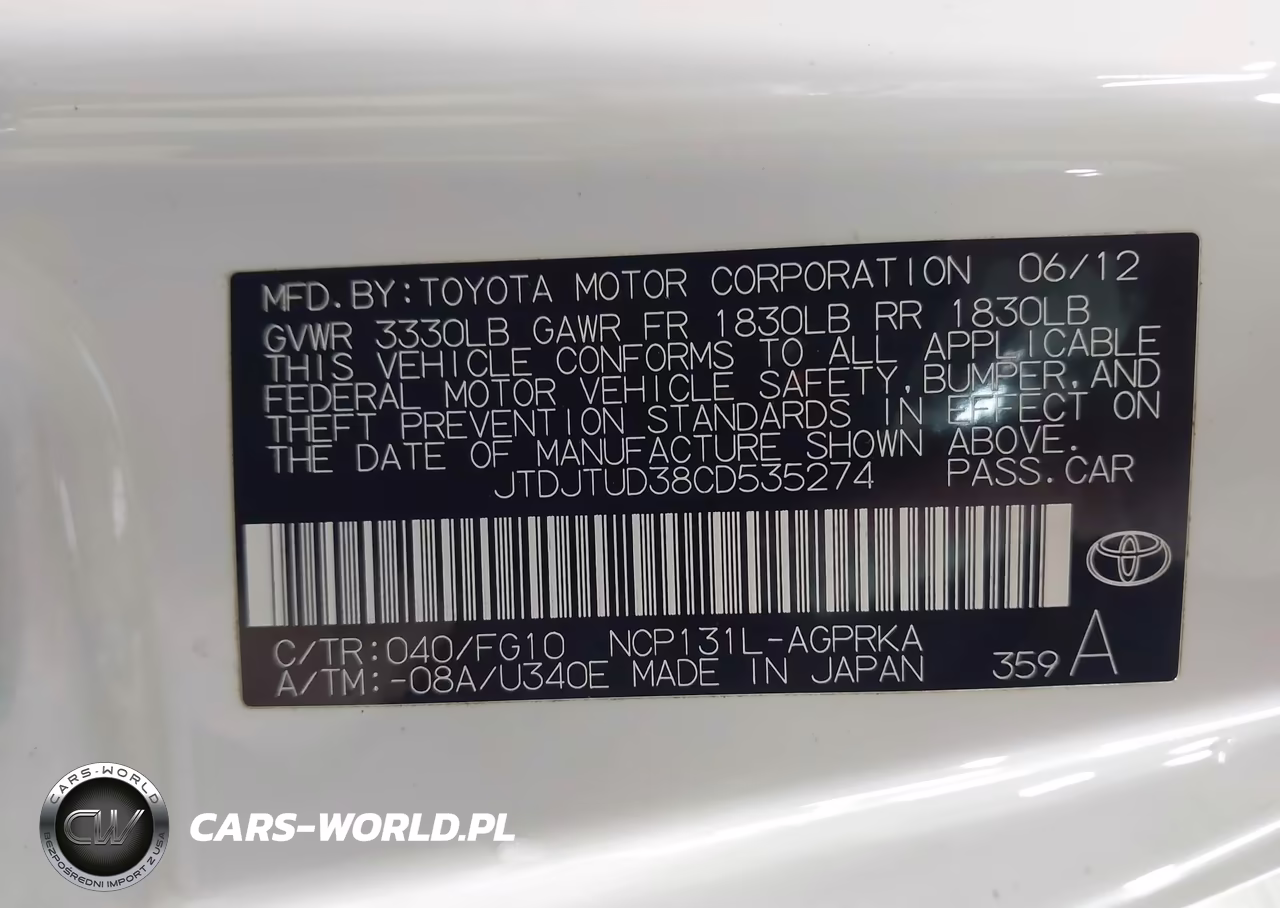 2012 Toyota Yaris Le VIN:JTDJTUD38CD535274 - 9