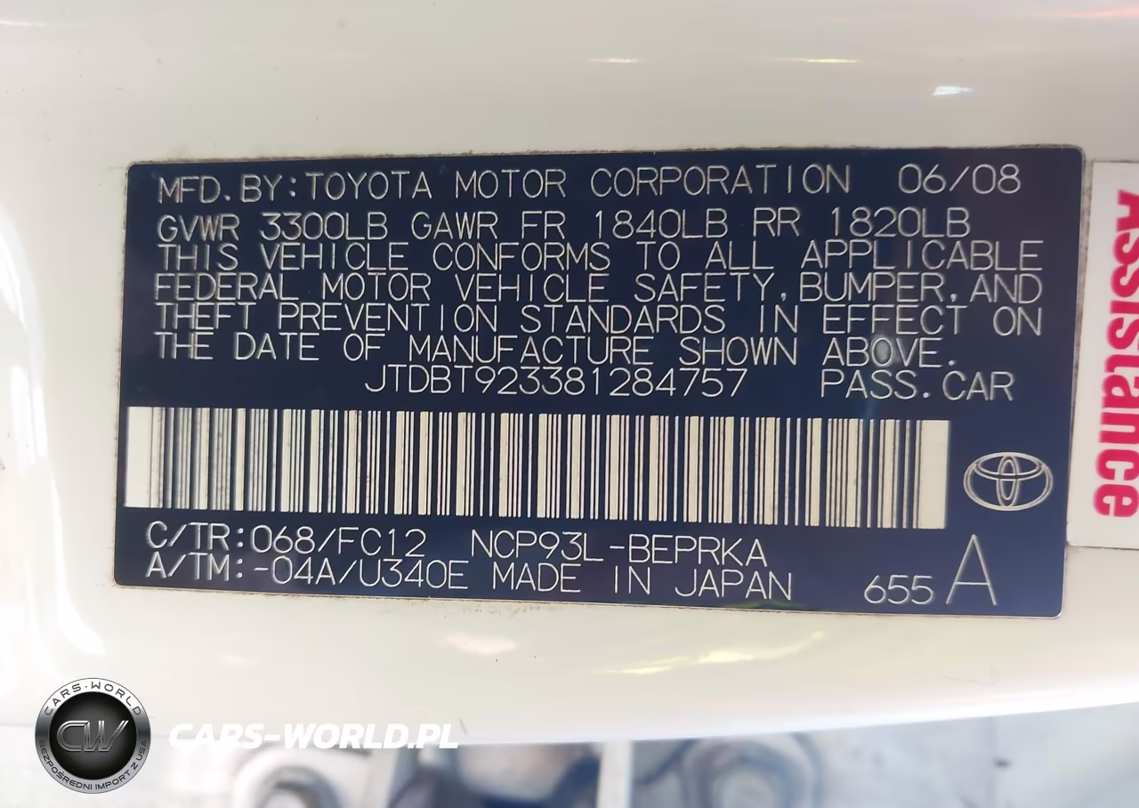 2008 Toyota Yaris VIN:JTDBT923381284757 - 9