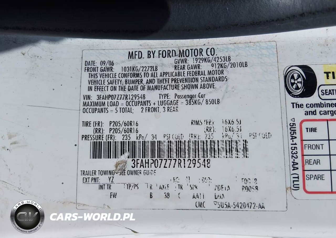 2007 Ford Fusion Se VIN:3FAHP07Z77R129548 - 9