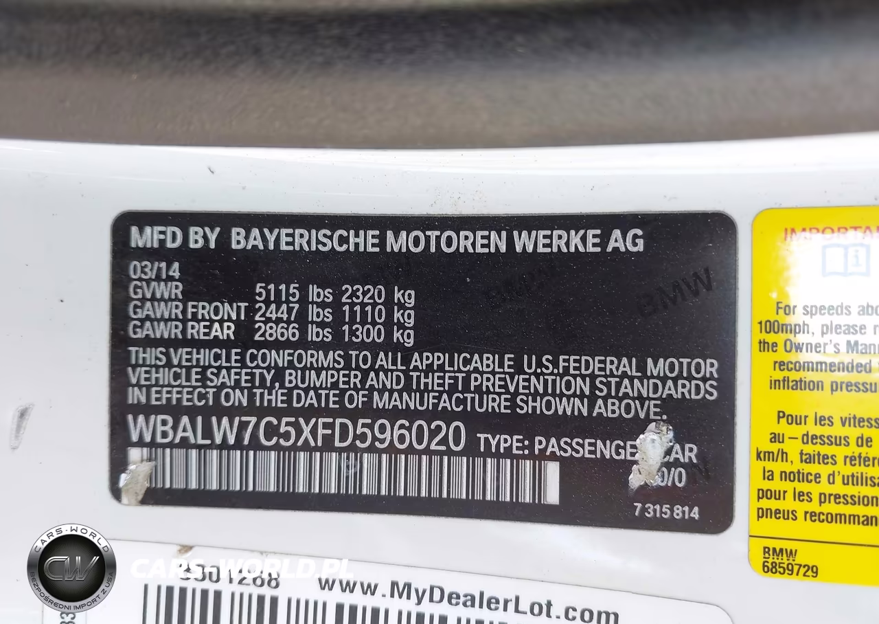 2015 BMW 640I VIN:WBALW7C5XFD596020 - 9