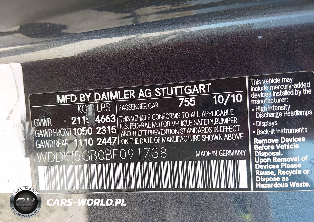 2011 Mercedes-Benz E 350 VIN:WDDKJ5GB0BF091738 - 9