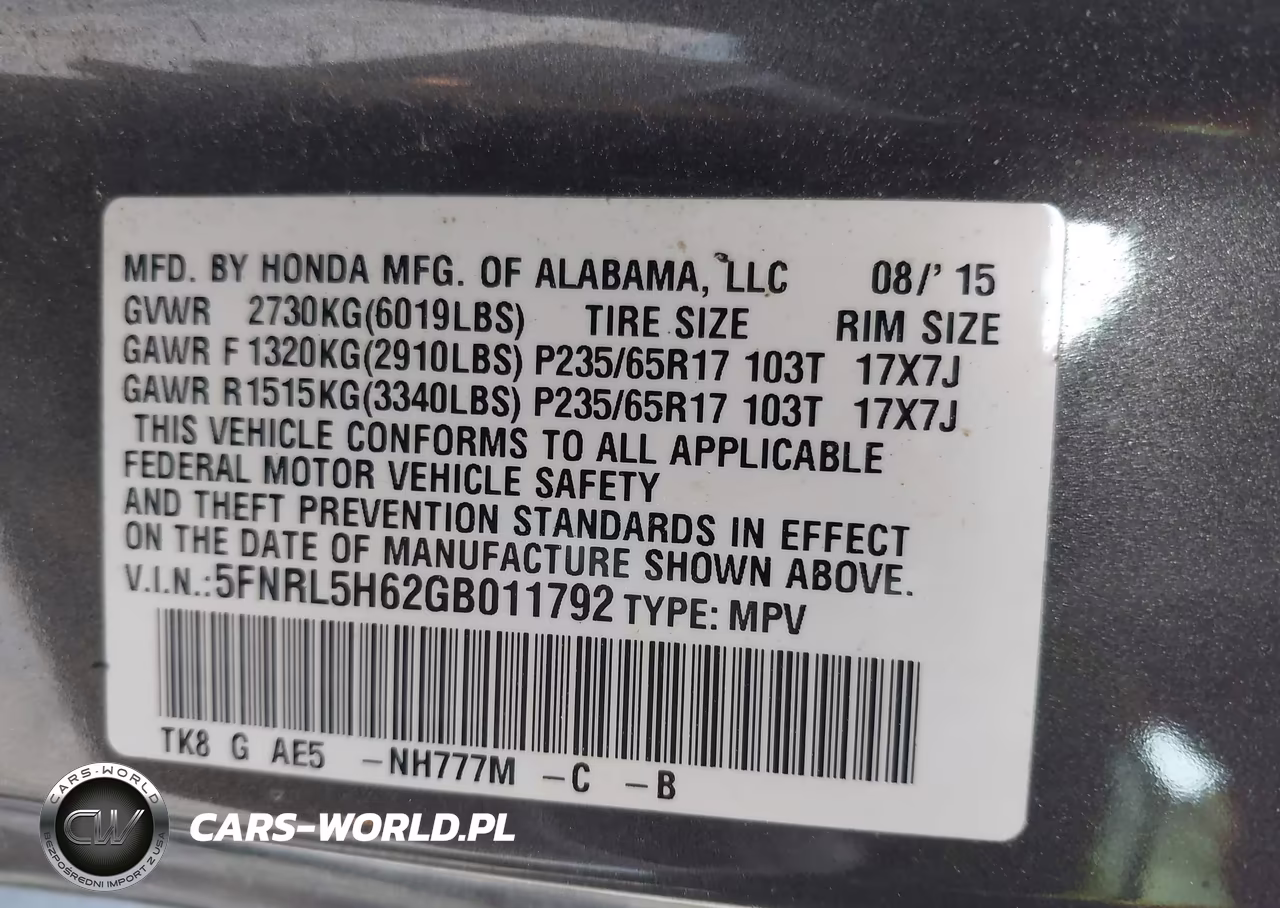 2016 Honda Odyssey Ex-L VIN:5FNRL5H62GB011792 - 9
