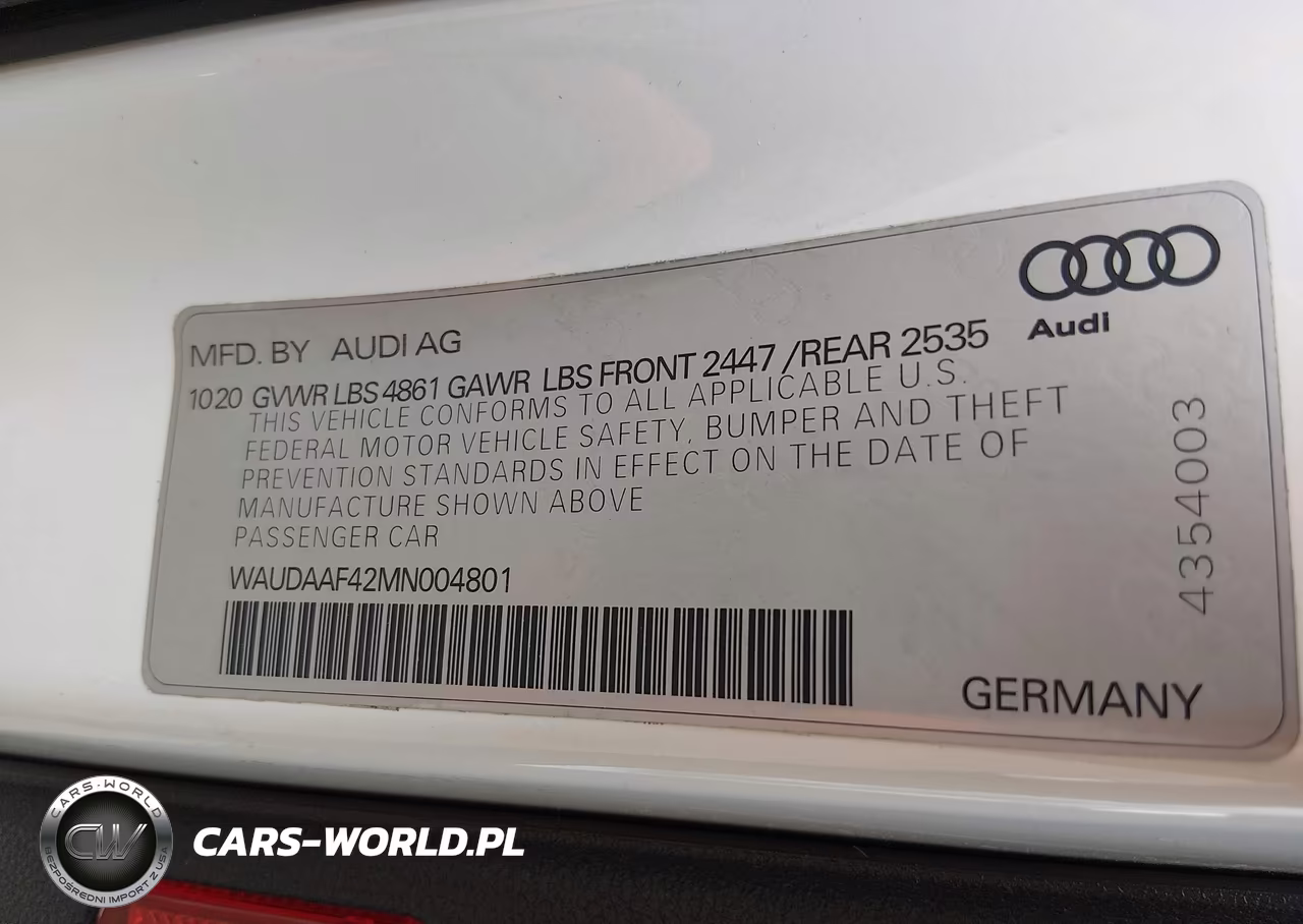 2021 Audi A4 Premium 45 Tfsi S Line Quattro S Tronic VIN:WAUDAAF42MN004801 - 9