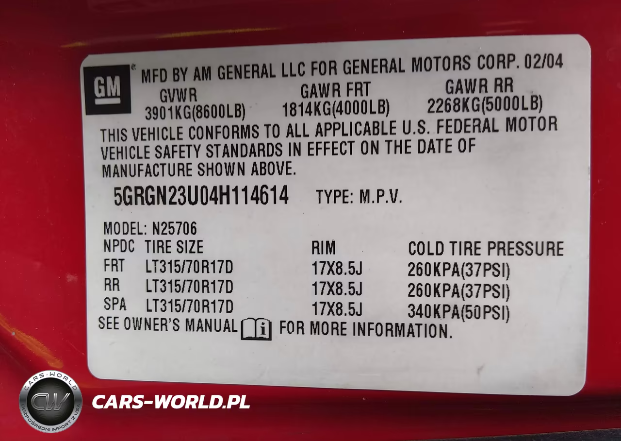 2004 Hummer H2 VIN:5GRGN23U04H114614 - 9