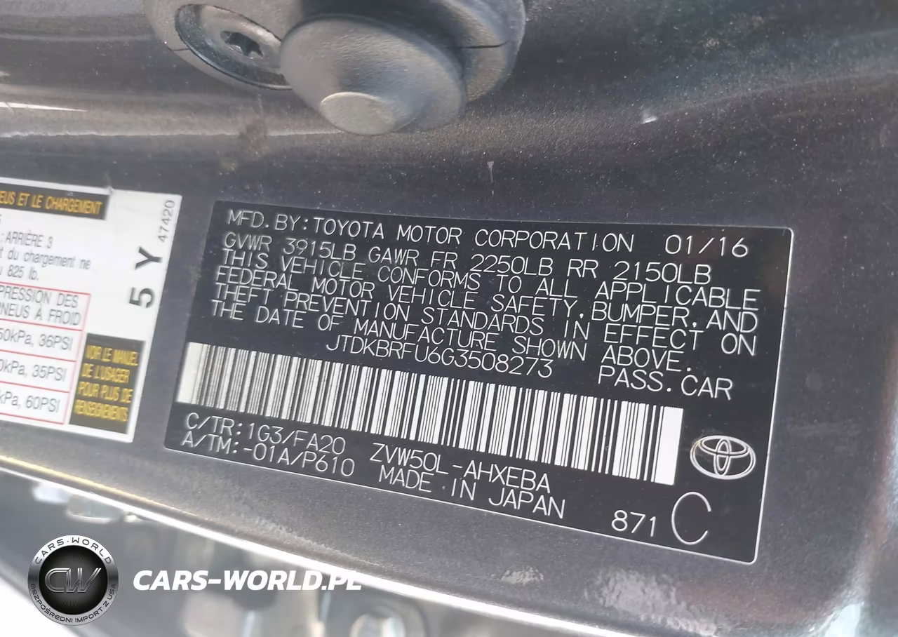 2016 Toyota Prius Two VIN:JTDKBRFU6G3508273 - 9