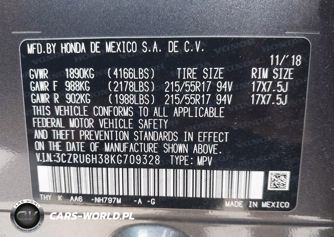 2019 Honda Hr-V Lx VIN:3CZRU6H38KG709328 - 9