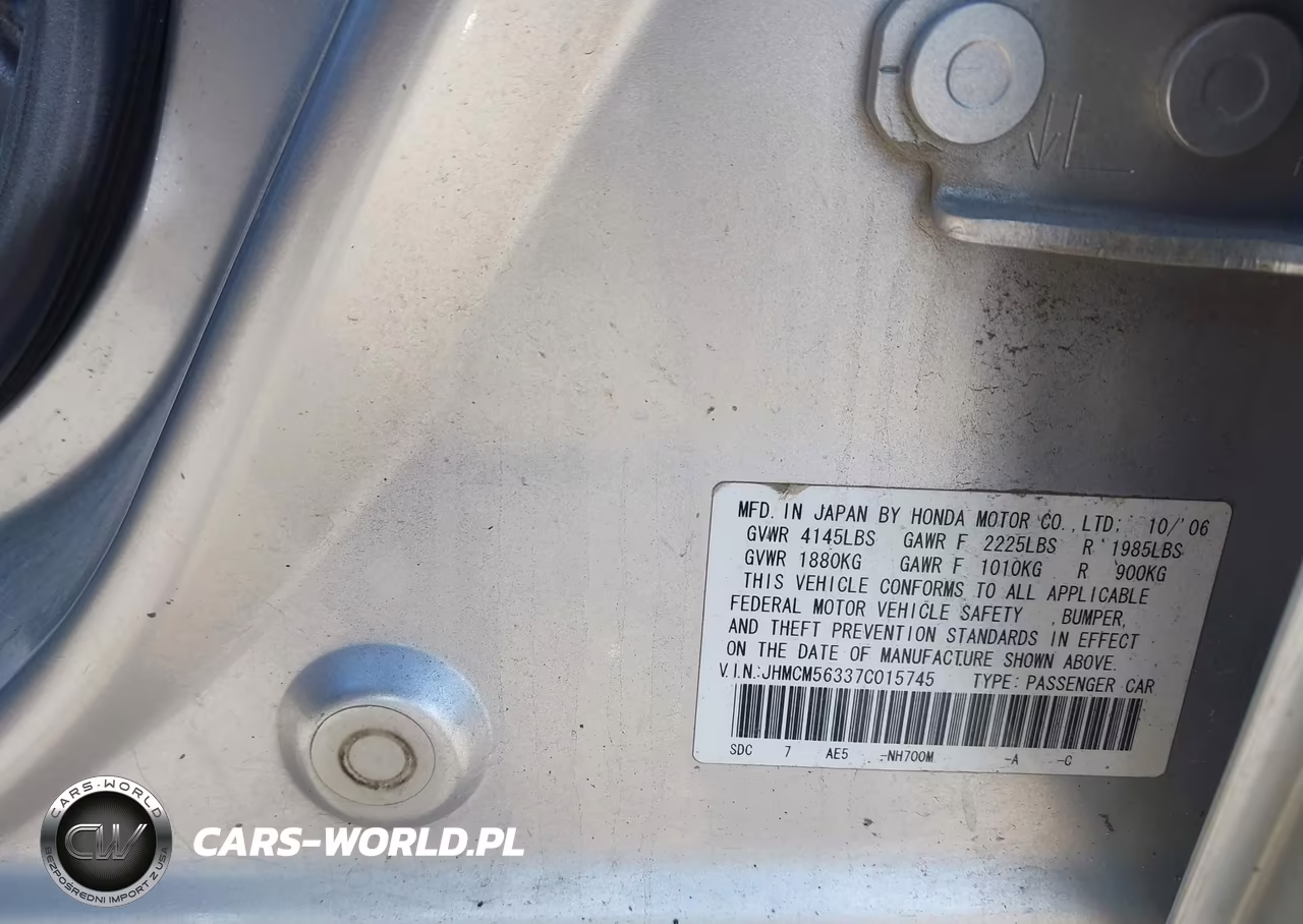 2007 Honda Accord 2.4 Se VIN:JHMCM56337C015745 - 9