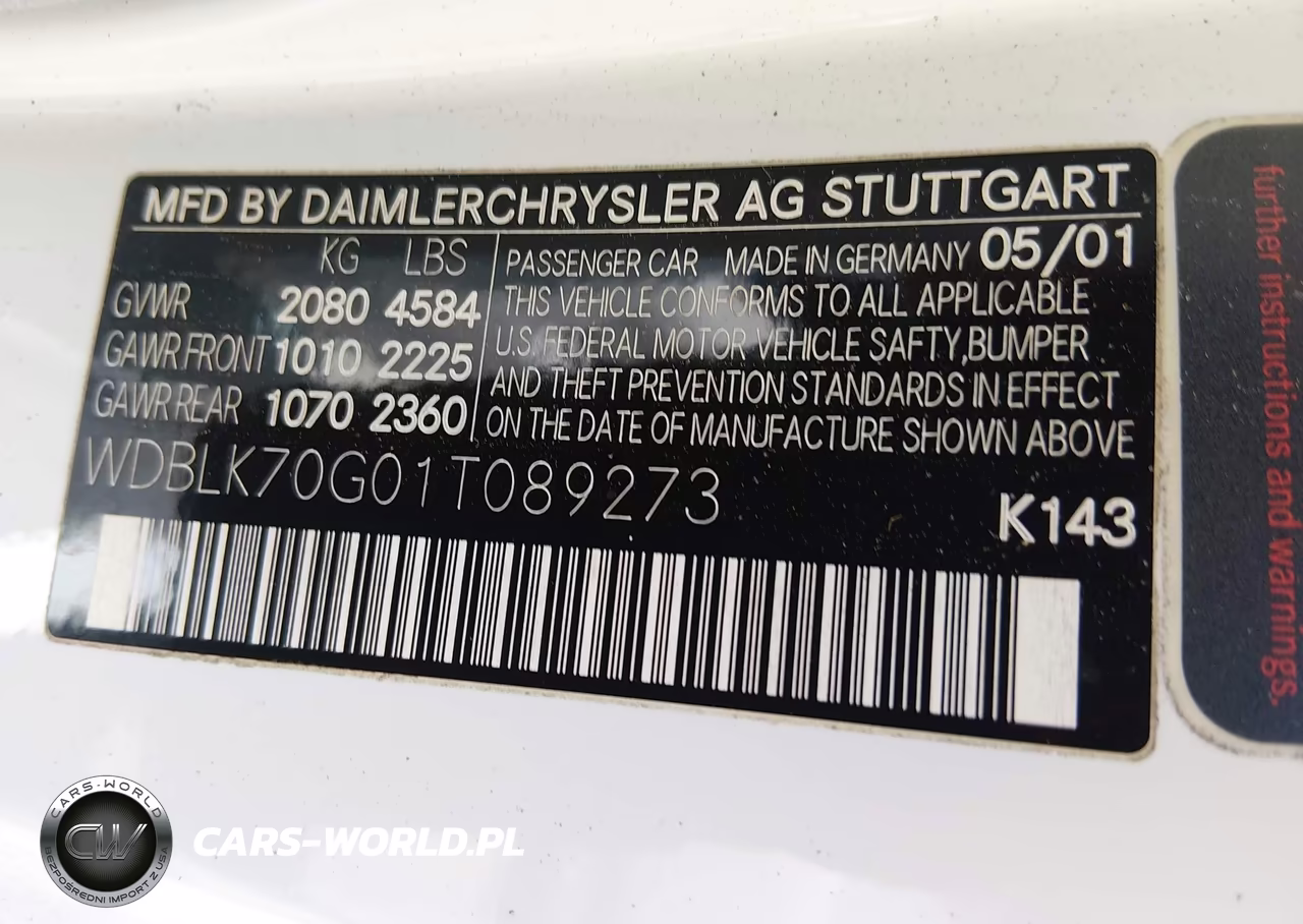 2001 Mercedes-Benz Clk 430 VIN:WDBLK70G01T089273 - 9