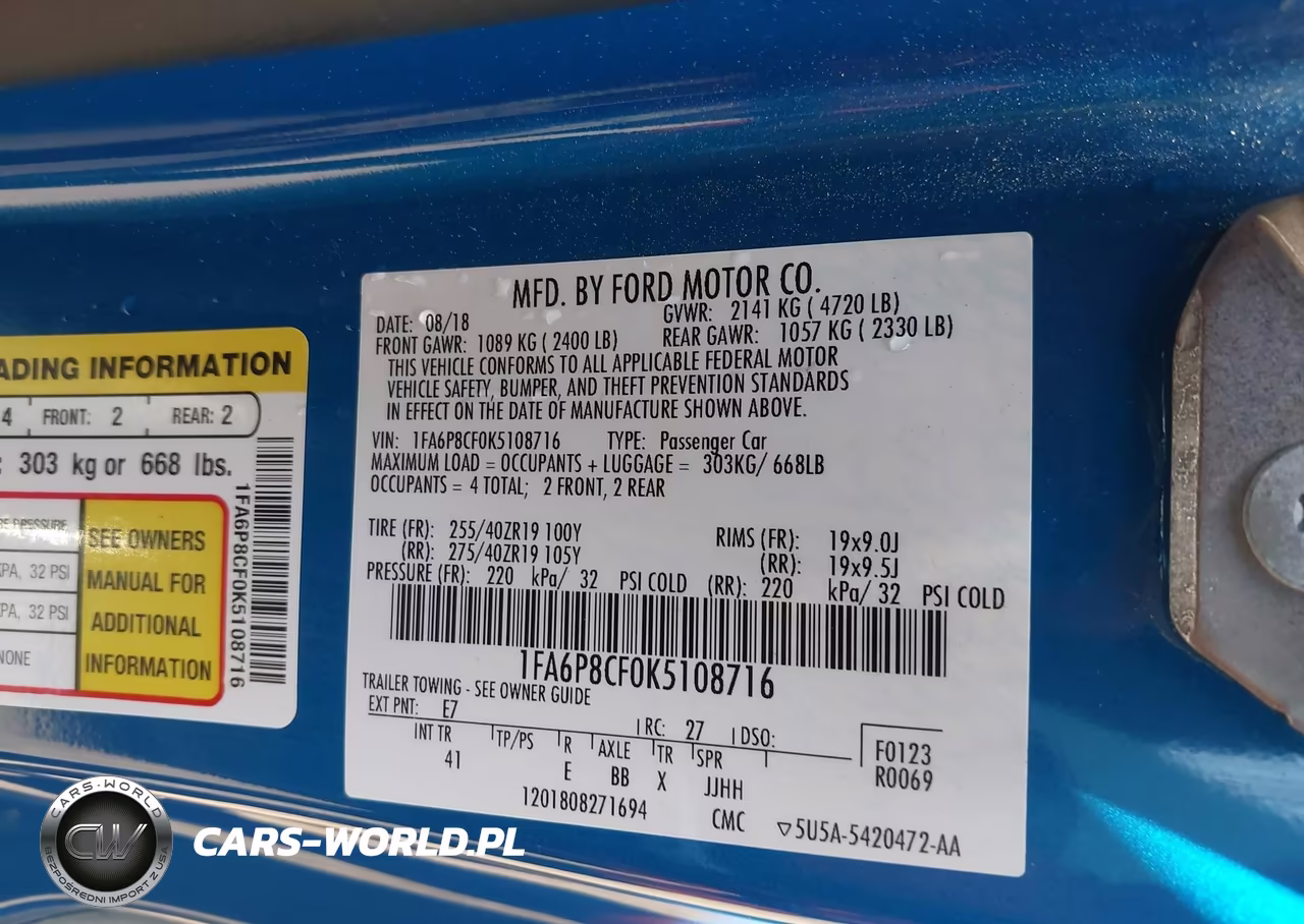 2019 Ford Mustang Gt Premium VIN:1FA6P8CF0K5108716 - 9