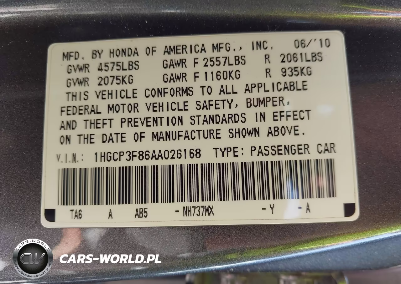 2010 Honda Accord 3.5 Ex-L VIN:1HGCP3F86AA026168 - 9